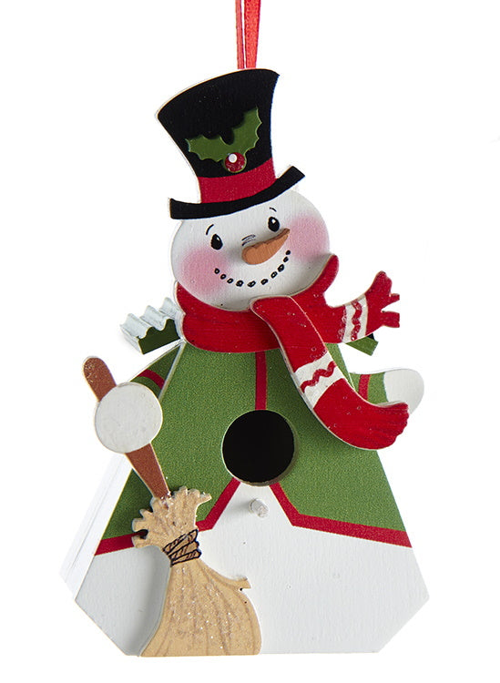 Snowman Wooden Birdhouse Ornament