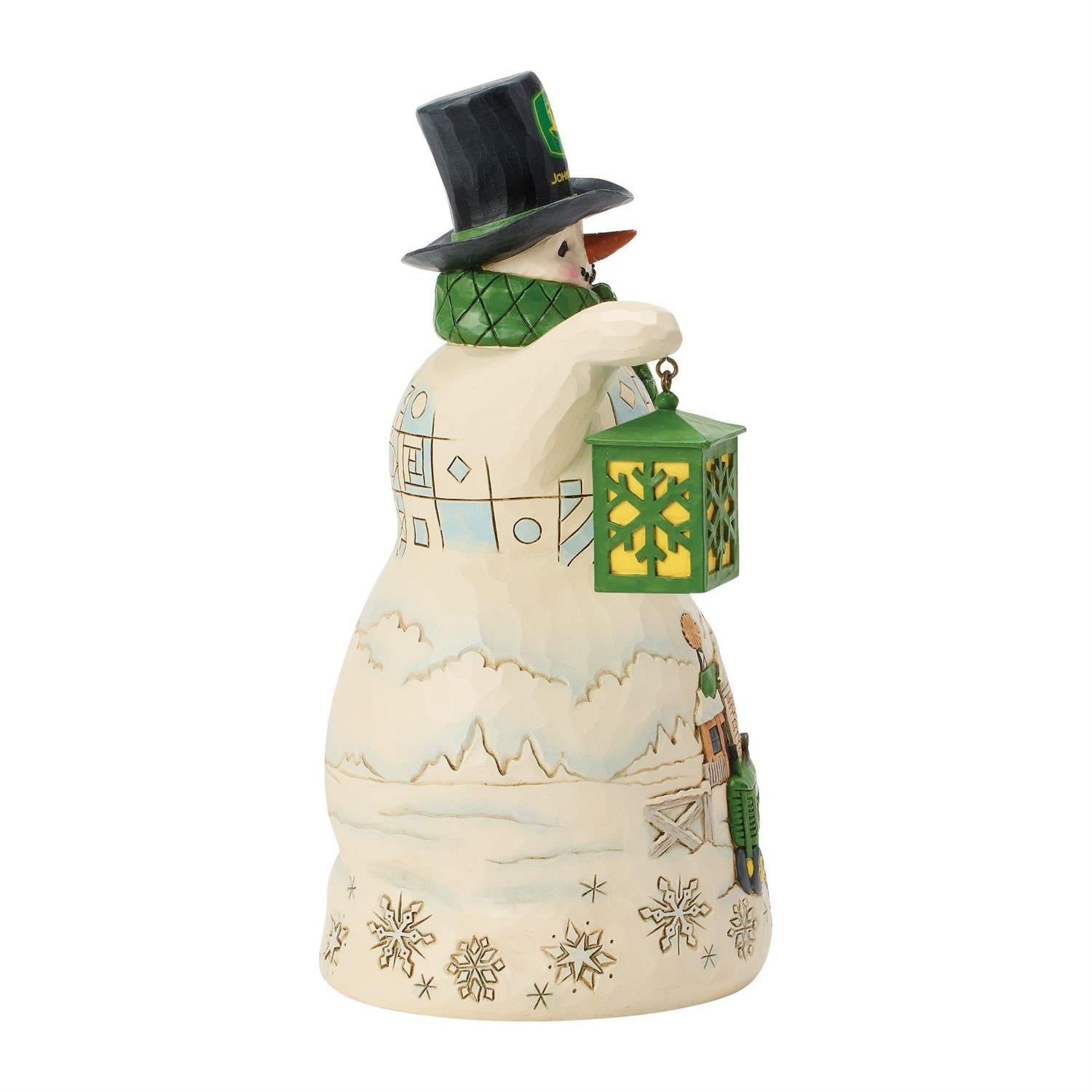 Snowman in John Deer Top-Hat Figurine