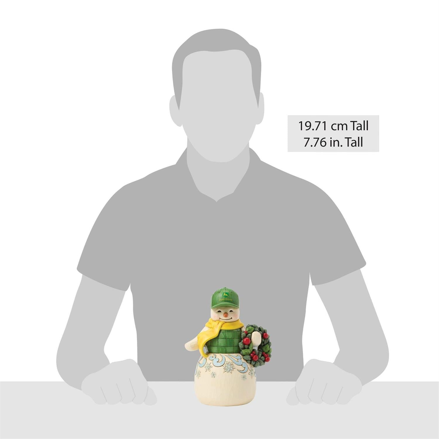 Snowman in John Deere Hat - Figurine