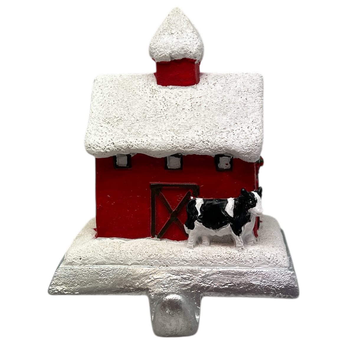 Snowy Barn And Cow Stocking Holder