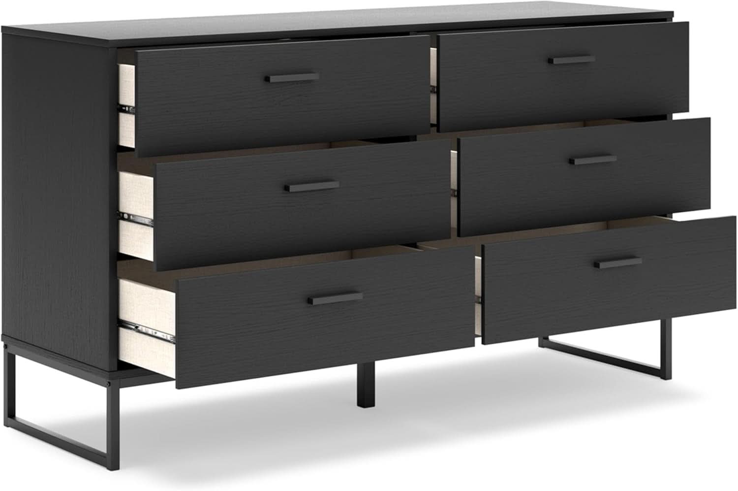 Socalle Modern 6-Drawer Dresser Black With Safety Stop