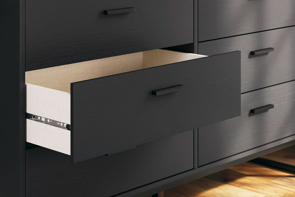 Socalle Modern 6-Drawer Dresser Black With Safety Stop