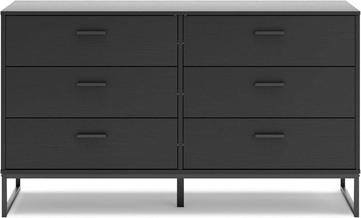 Socalle Modern 6-Drawer Dresser Black With Safety Stop