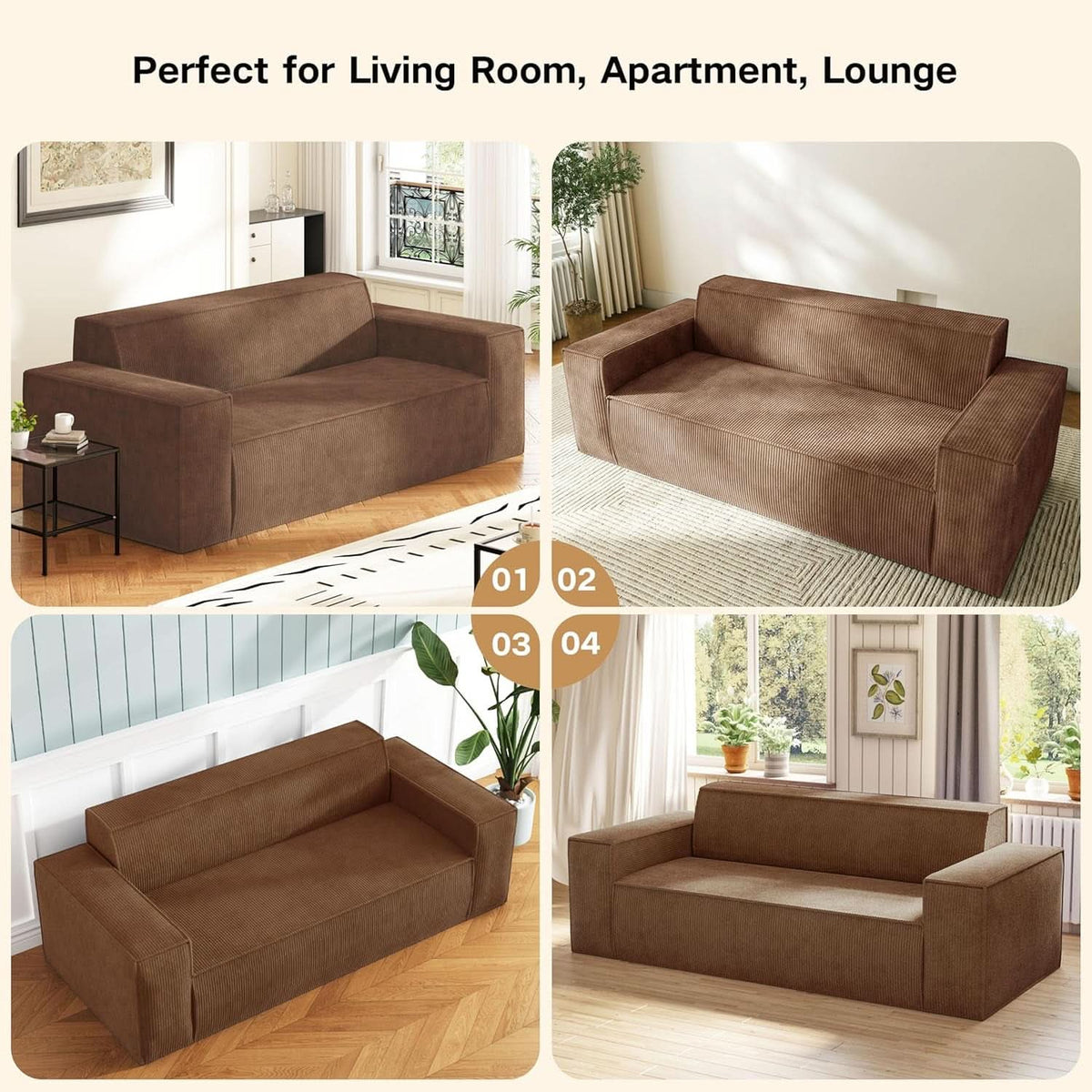 Sofa In A Box Memory Foam Brown Couch For Living Room