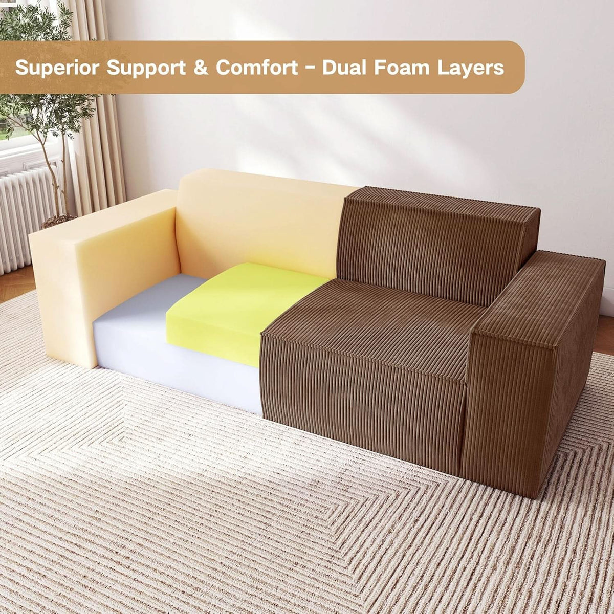 Sofa In A Box Memory Foam Brown Couch For Living Room