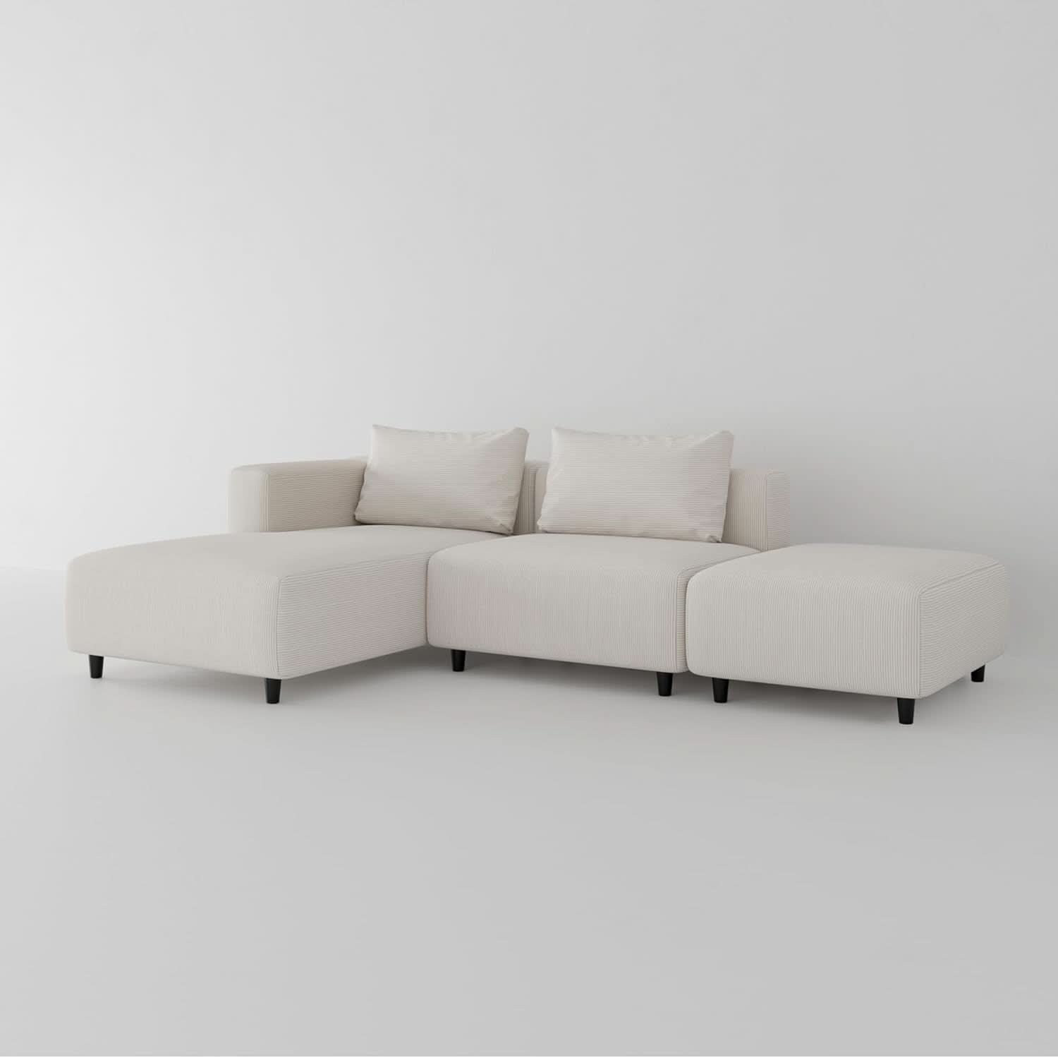 Soft Corduroy Sectional Sofa Set L Shaped Cream Modular