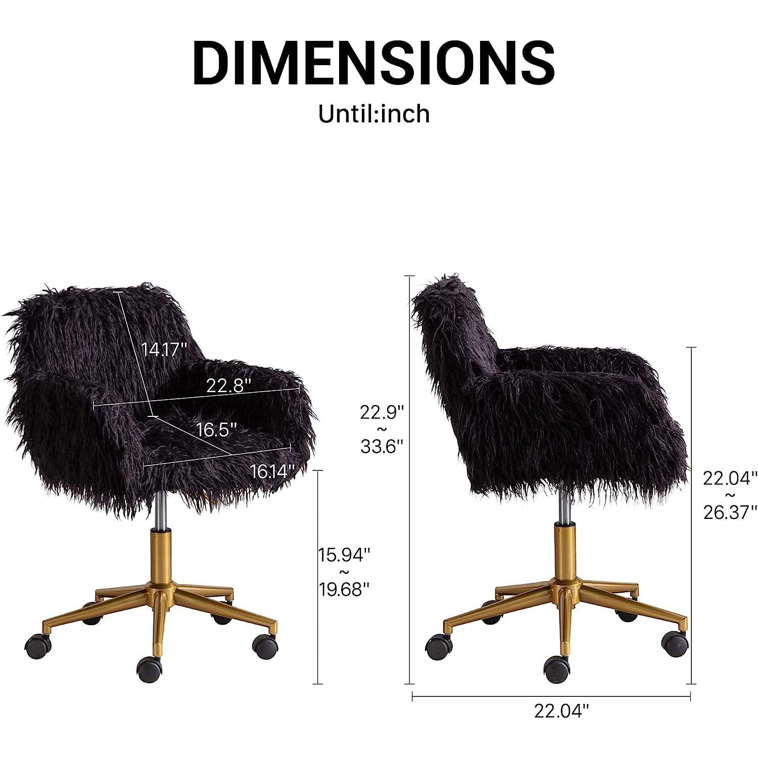 Soft Faux Fur Mid Back Swivel Office Chair For Home Desk
