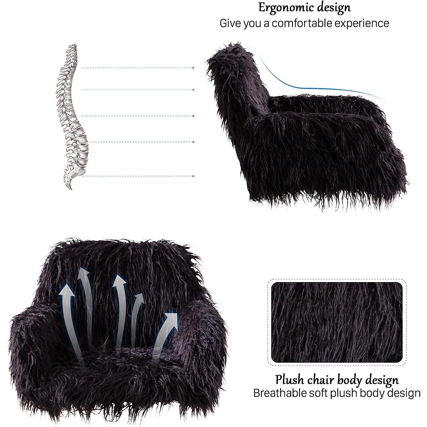 Soft Faux Fur Mid Back Swivel Office Chair For Home Desk