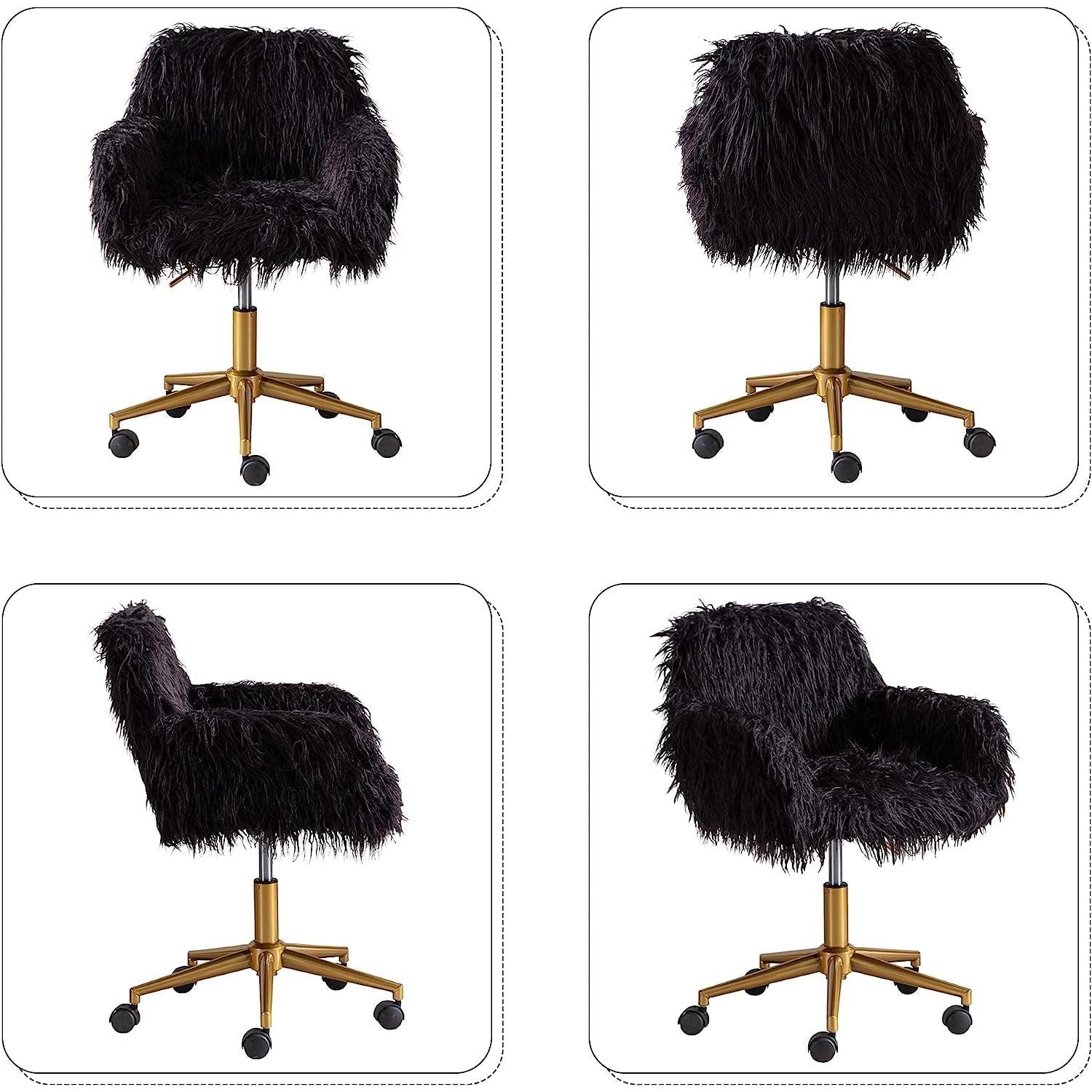 Soft Faux Fur Mid Back Swivel Office Chair For Home Desk