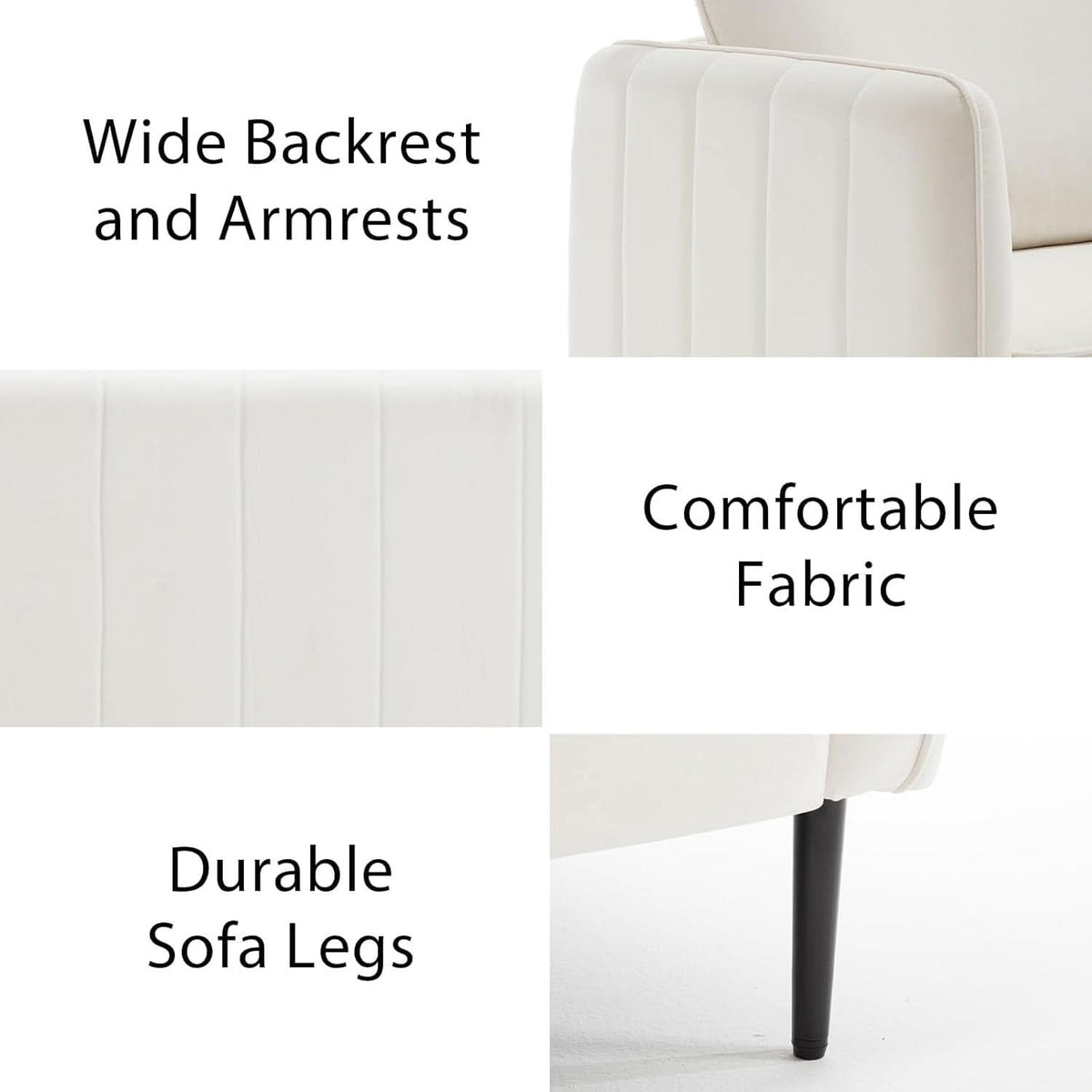 Soft Modern Velvet Accent Chair With Square Arm Beige
