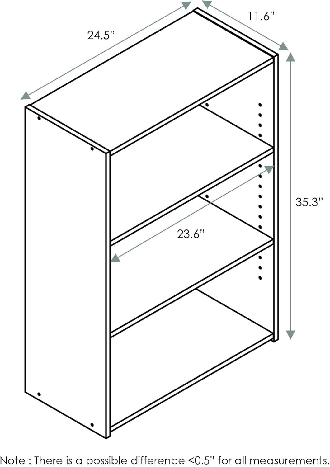 Soft White 3 Tier Bookcase With Open Shelves Living Room