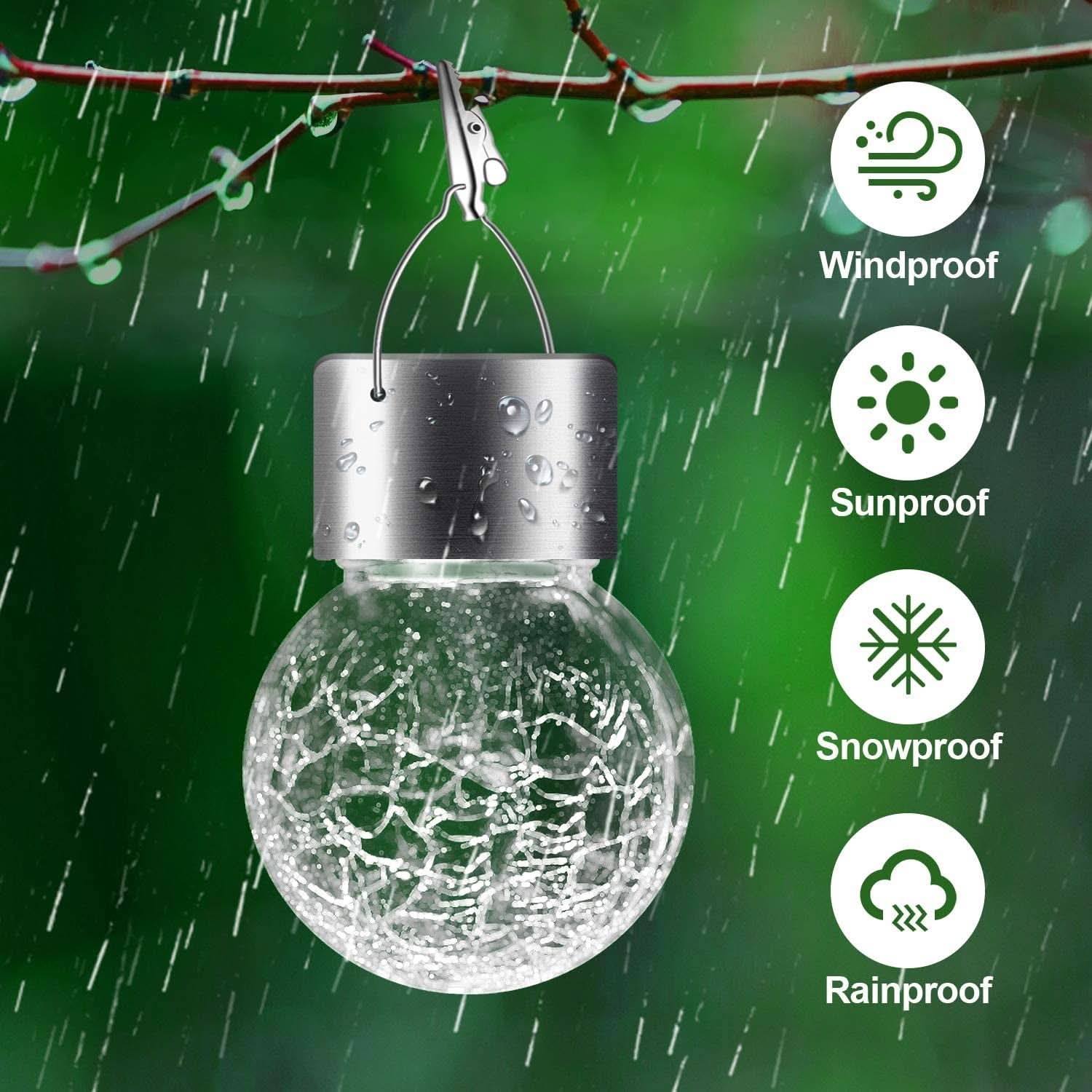 Solar Hanging Globe Lights Waterproof Cold White 24 Pack