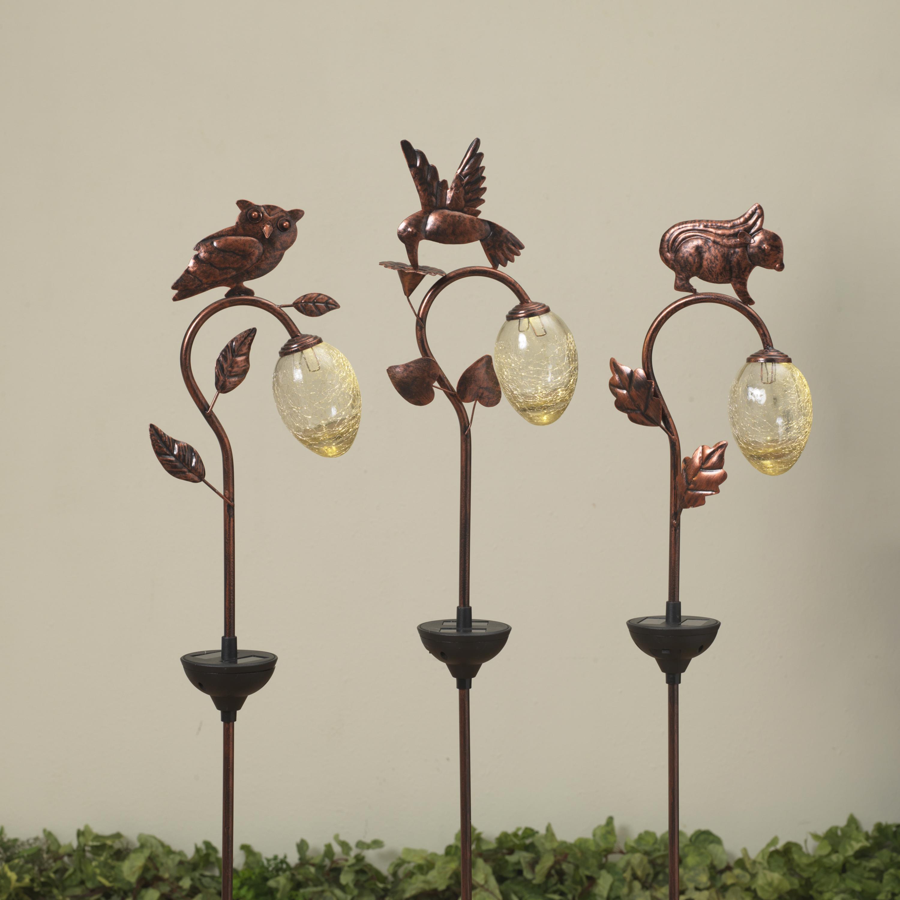 Solar-Powered Bronzed Animal Garden Stake -