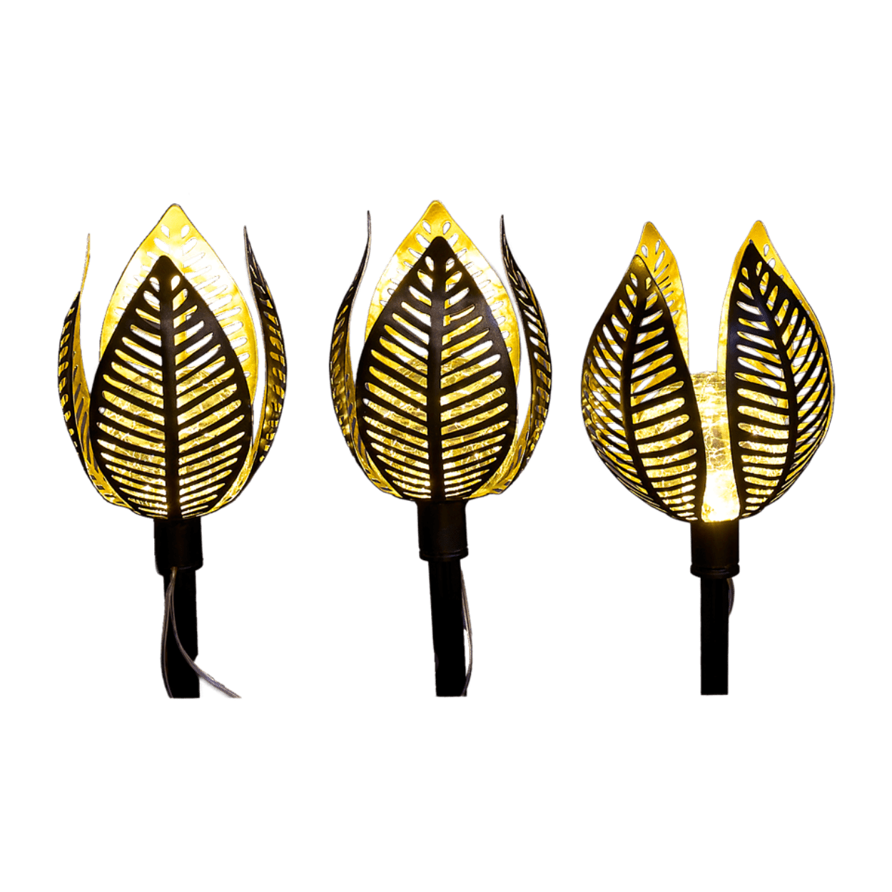 Solar Powered Copper Lily lights - set of 3