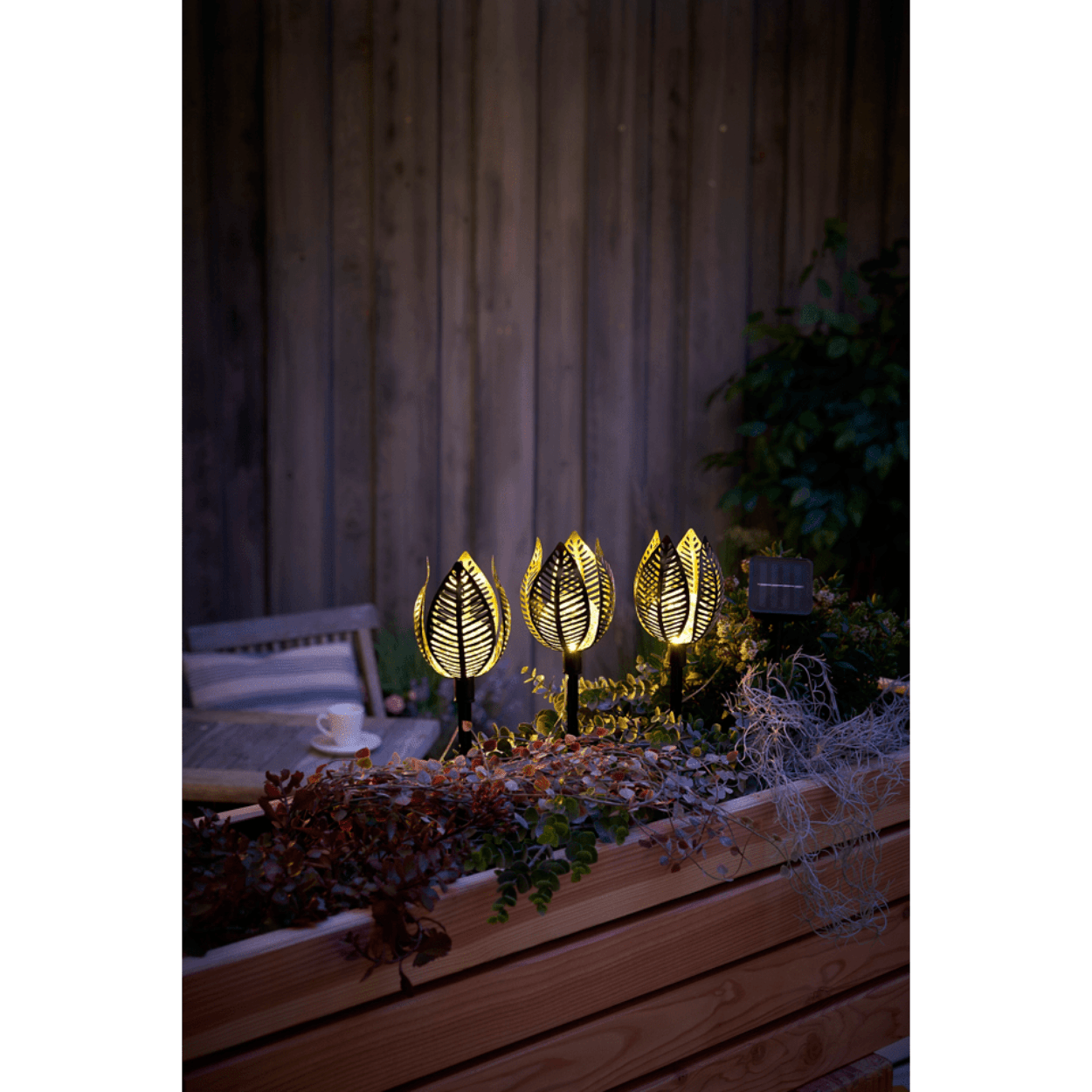 Solar Powered Copper Lily lights - set of 3