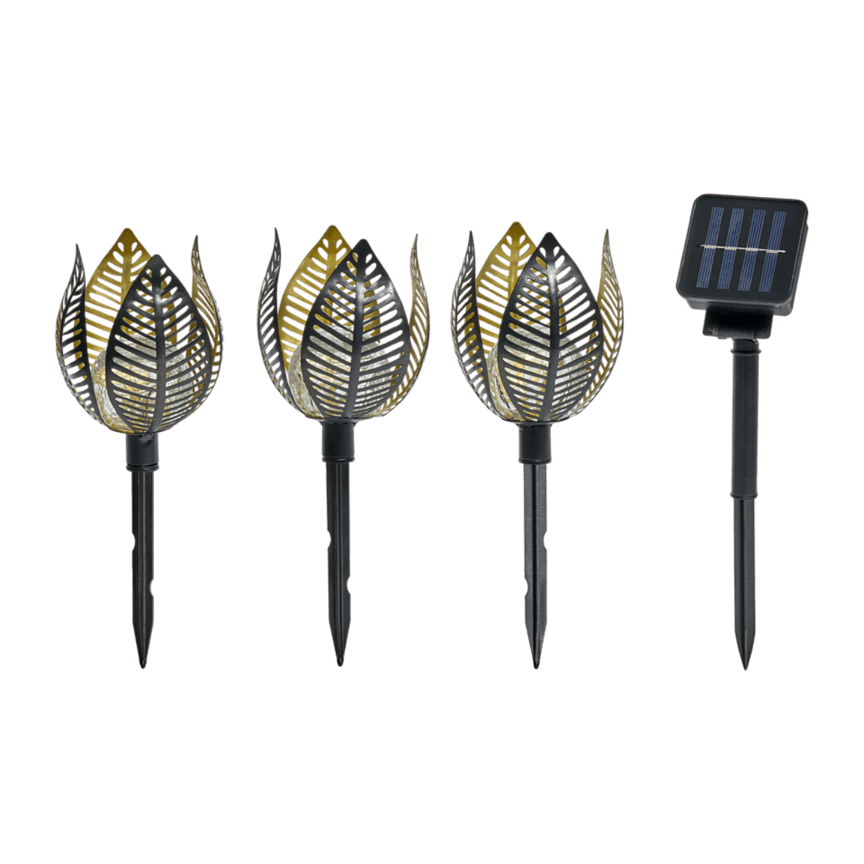 Solar Powered Copper Lily lights - set of 3