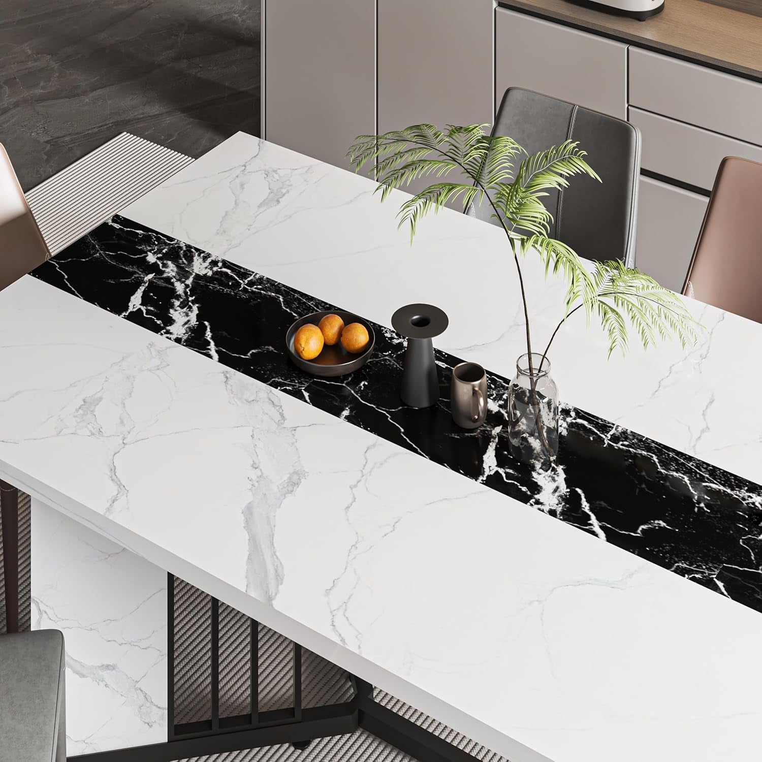 Solid Oak 71 Inch Dining Table With Waterproof Surface