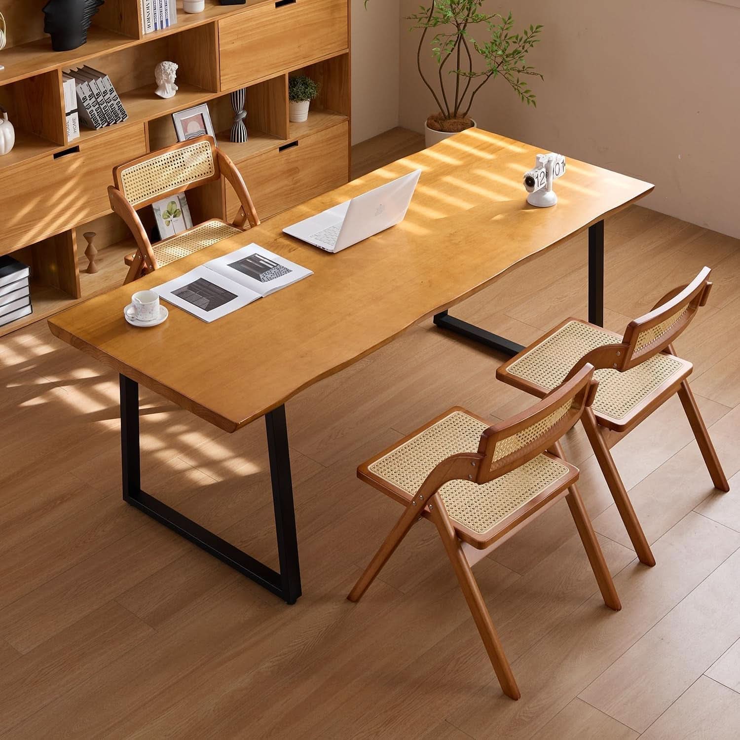 Solid Wood Administrative Desk 78In Dark Yellow Rustic Office Desk