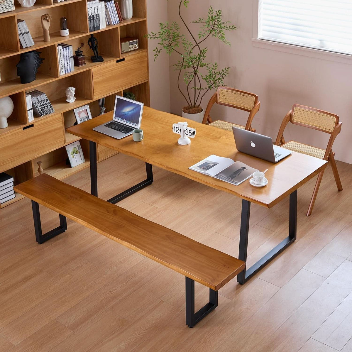Solid Wood Administrative Desk 78In Dark Yellow Rustic Office Desk