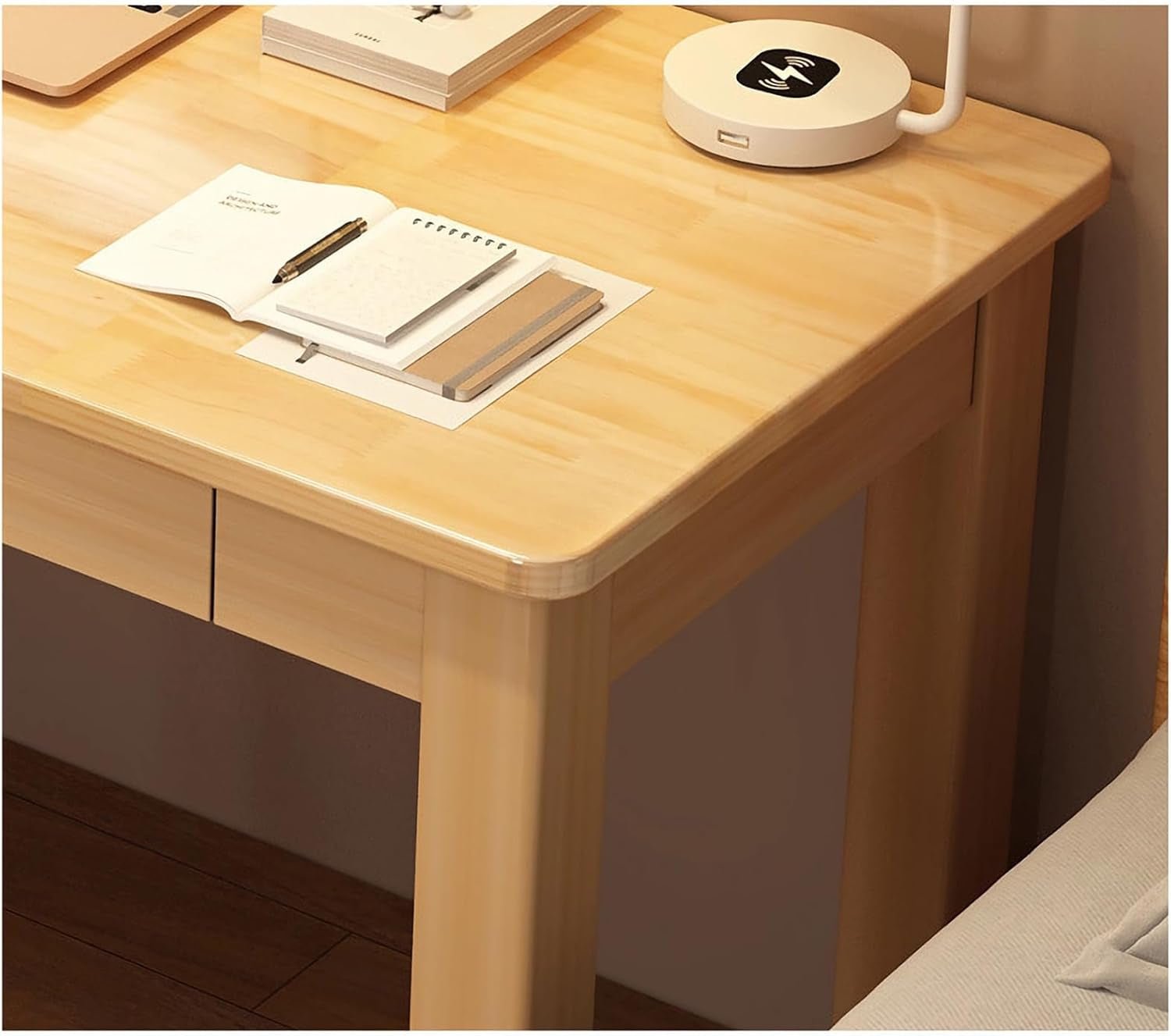 Solid Wood Computer Desk with Drawers for Small Spaces