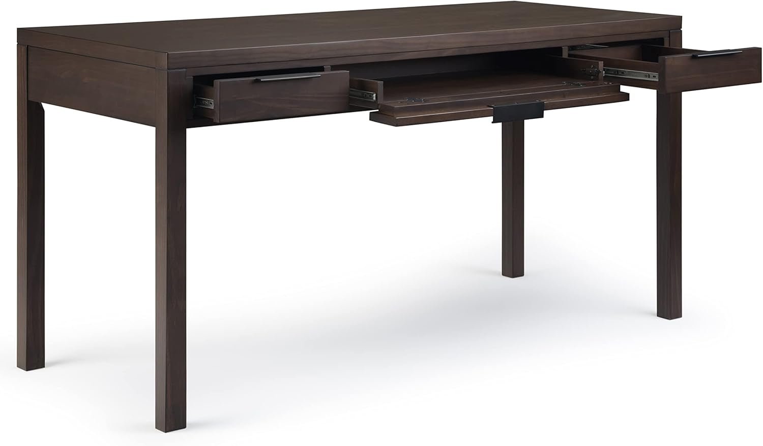 Solid Wood Contemporary Writing Desk with Two Drawers