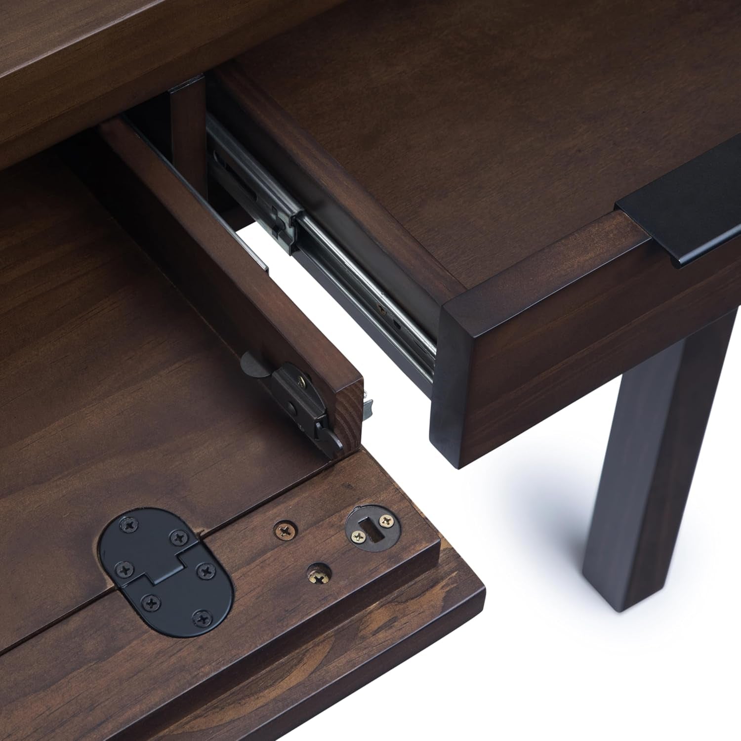 Solid Wood Contemporary Writing Desk with Two Drawers