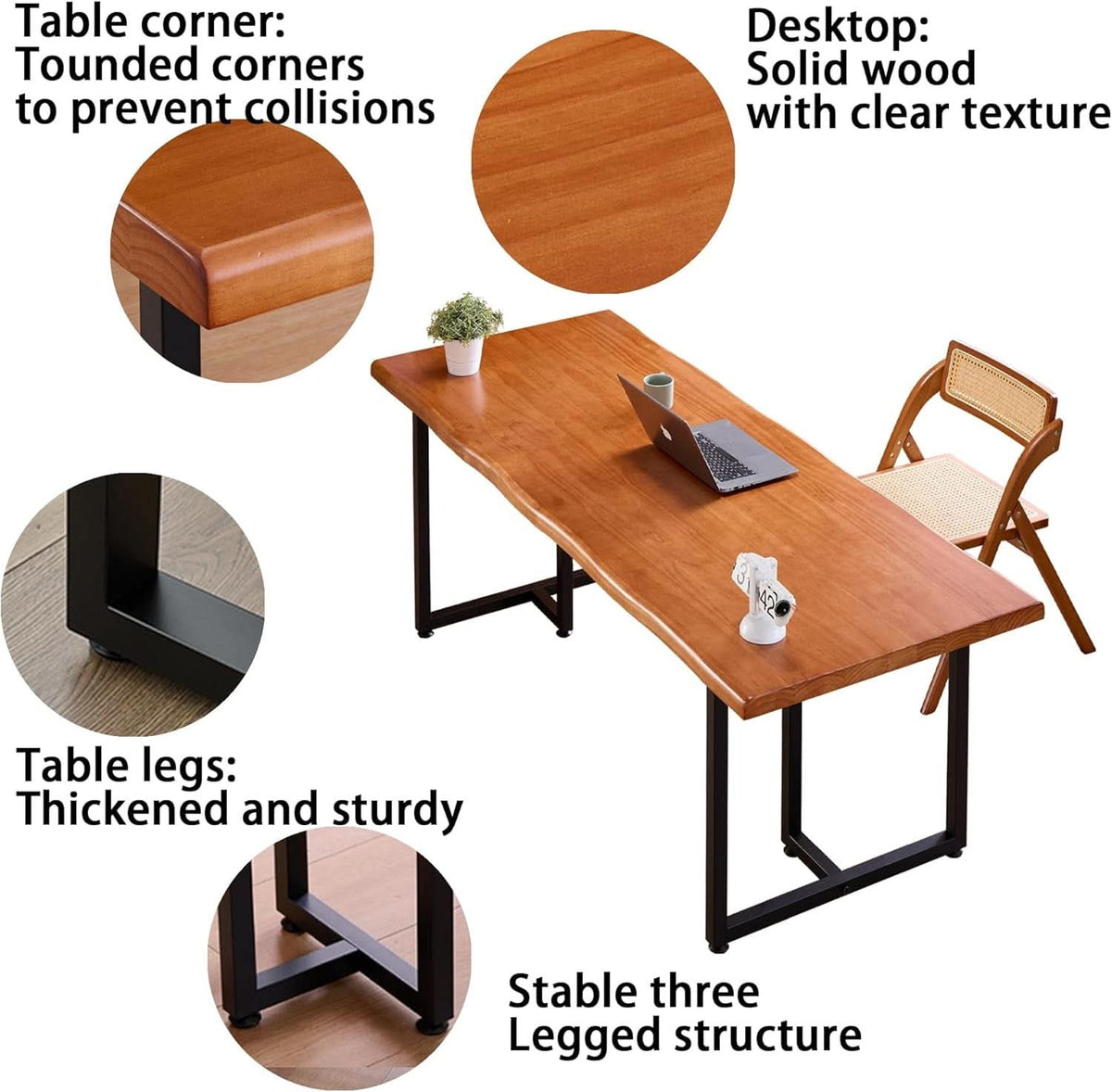 Solid Wood Desk For Restaurant And Office 62 Inch Brown