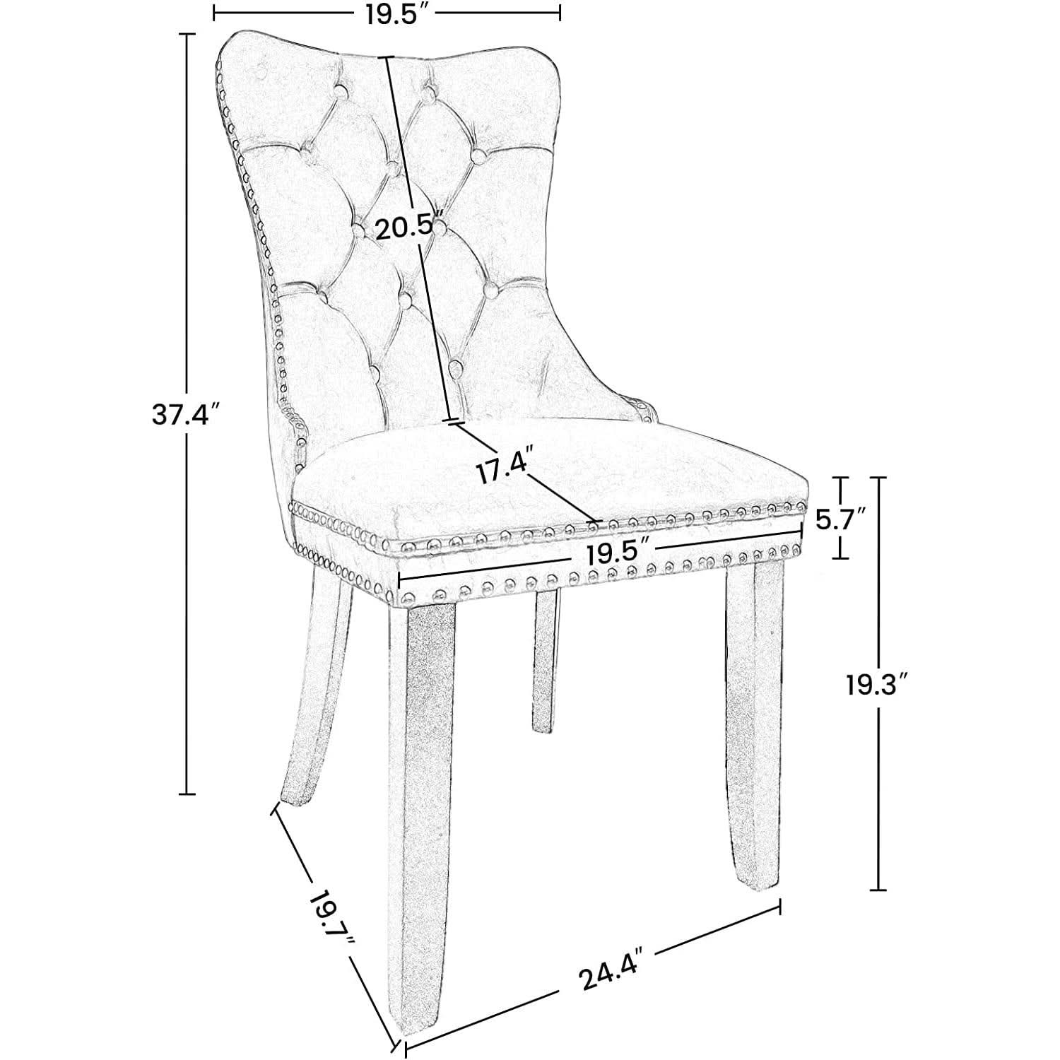 Solid Wood Dining Chairs With Nailhead Back Set Of 2