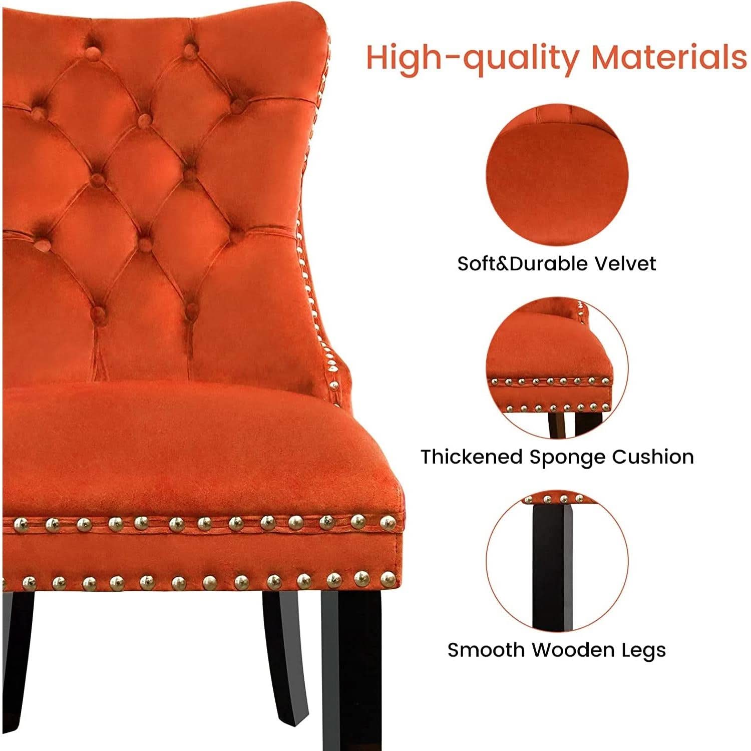 Solid Wood Dining Chairs With Nailhead Back Set Of 2