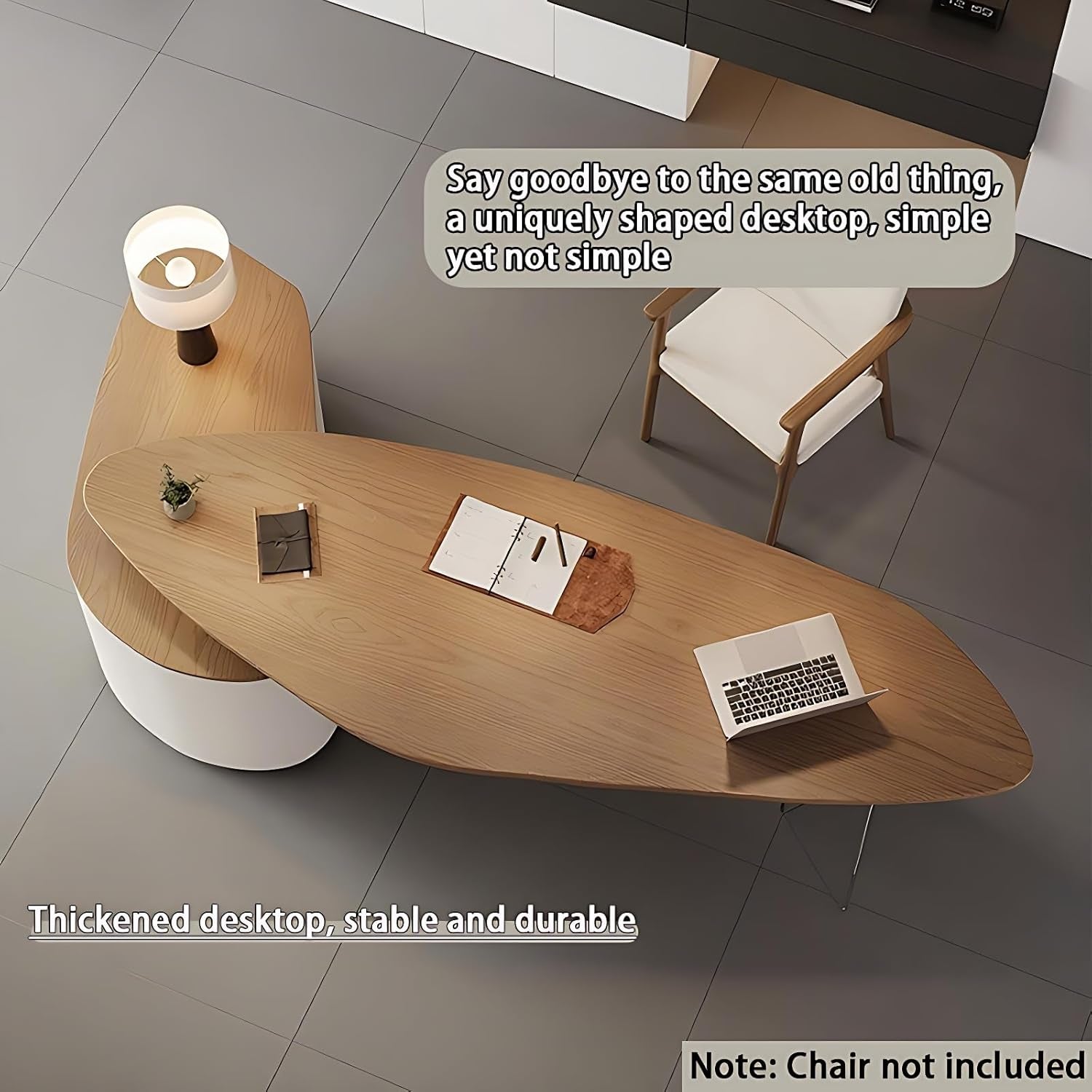 Solid Wood L Shape Desk With Integrated Side Cabinet 56 In