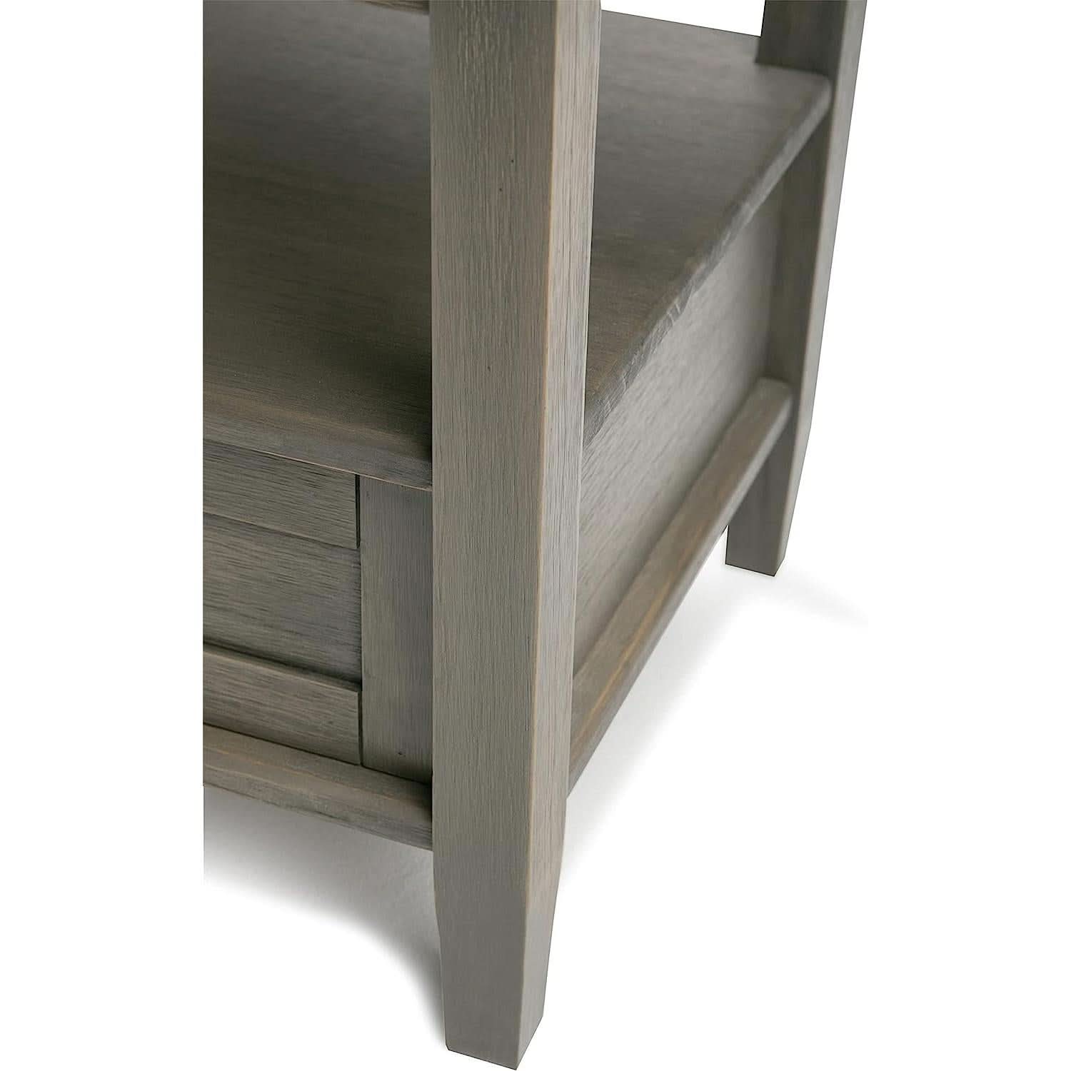 Solid Wood Rectangle End Table With Drawer Farmhouse Grey