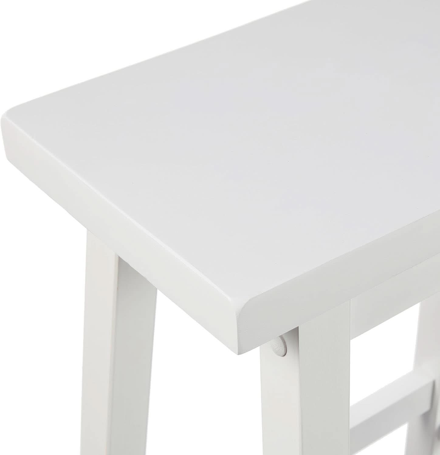 Solid Wood Saddle Seat Counter Height Bar Stool White 24 Inch Set Of 2