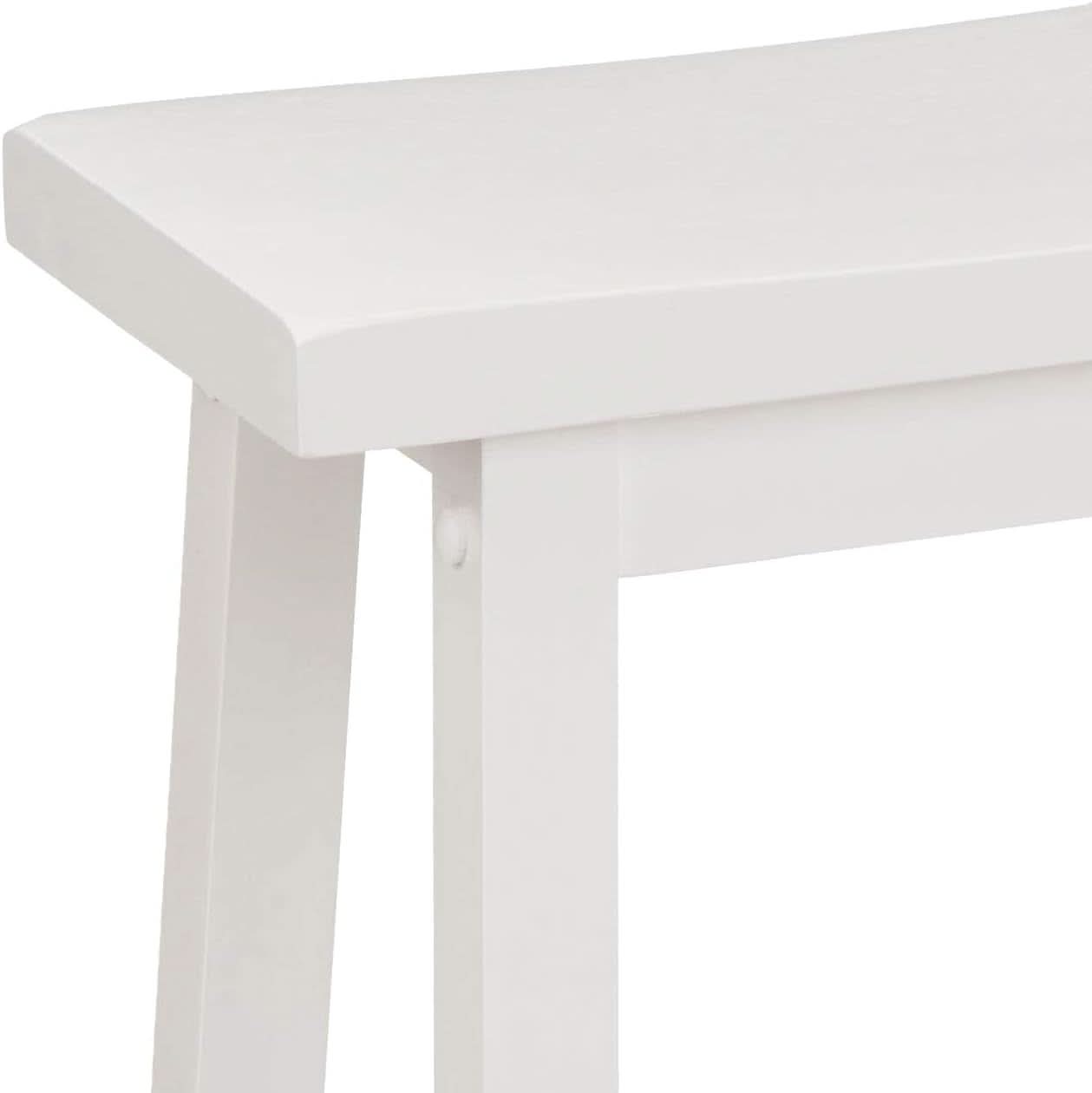 Solid Wood Saddle Seat Counter Height Bar Stool White 24 Inch Set Of 2