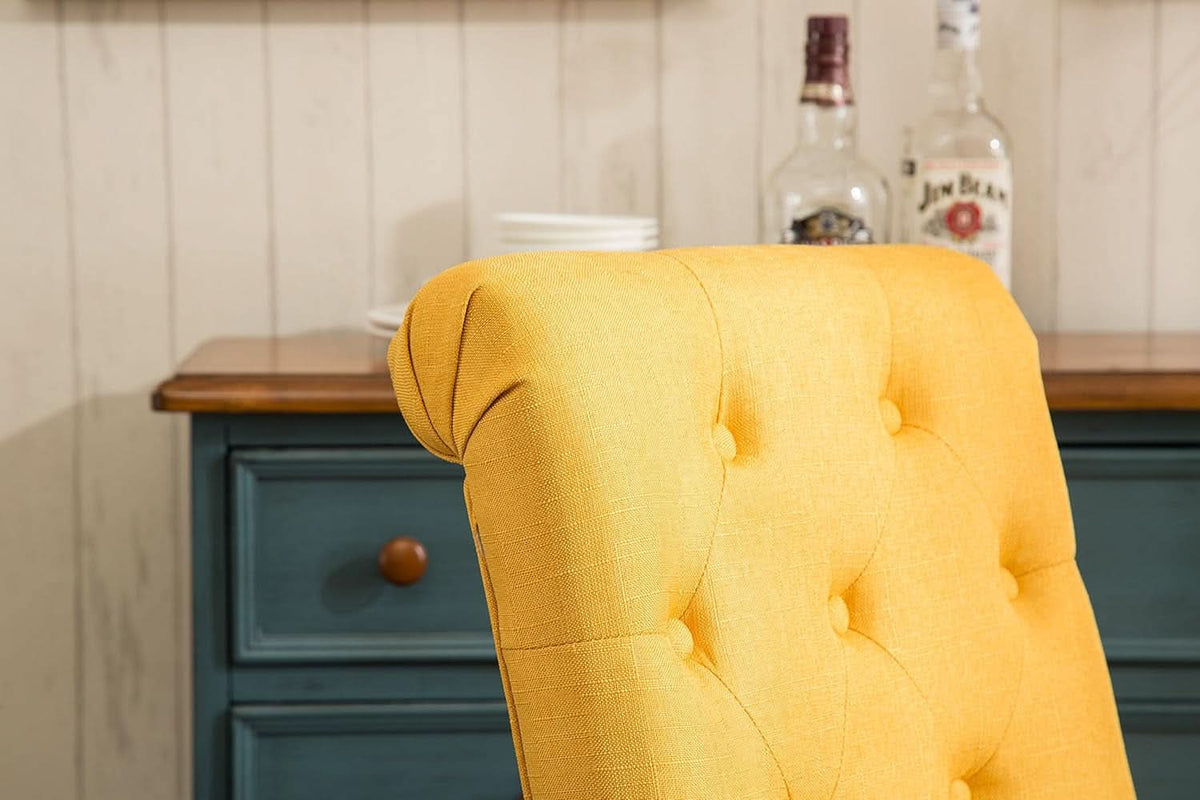 Solid Wood Tufted Parsons Yellow Dining Chair Set Of 2