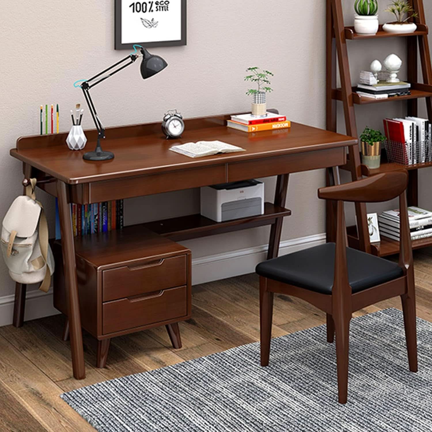 Solid Wood Writing Desk 47 In Walnut Enterprise Edition