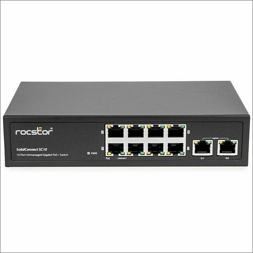 SolidConnect SC10 8-Port PoE+ Gigabit Switch UL Certified for SMBs