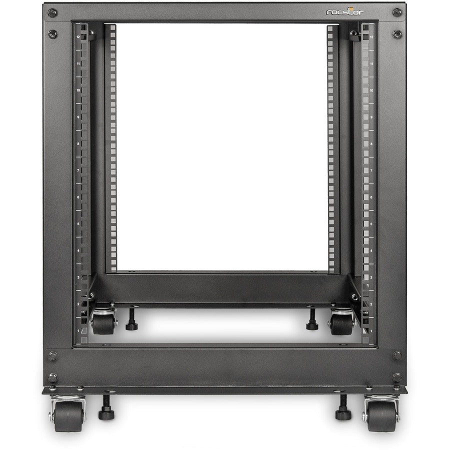 Solidrack 12U Open Frame Rack,4-Post Adjustable Depth Rack -Black