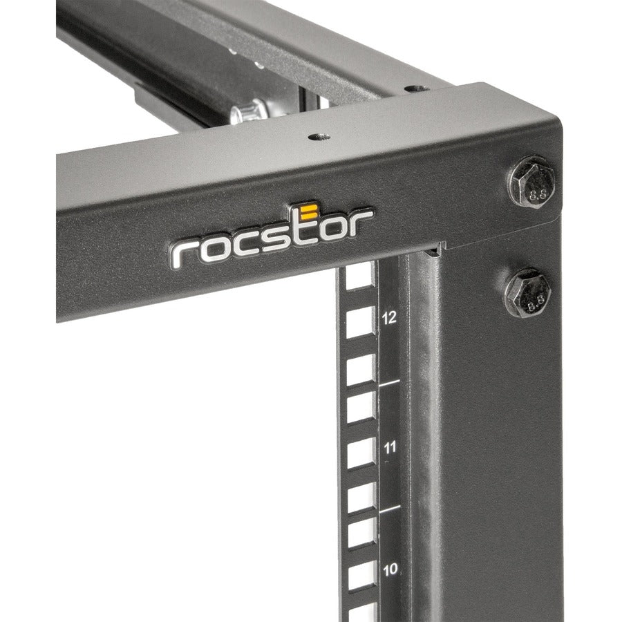 Solidrack 12U Open Frame Rack,4-Post Adjustable Depth Rack -Black