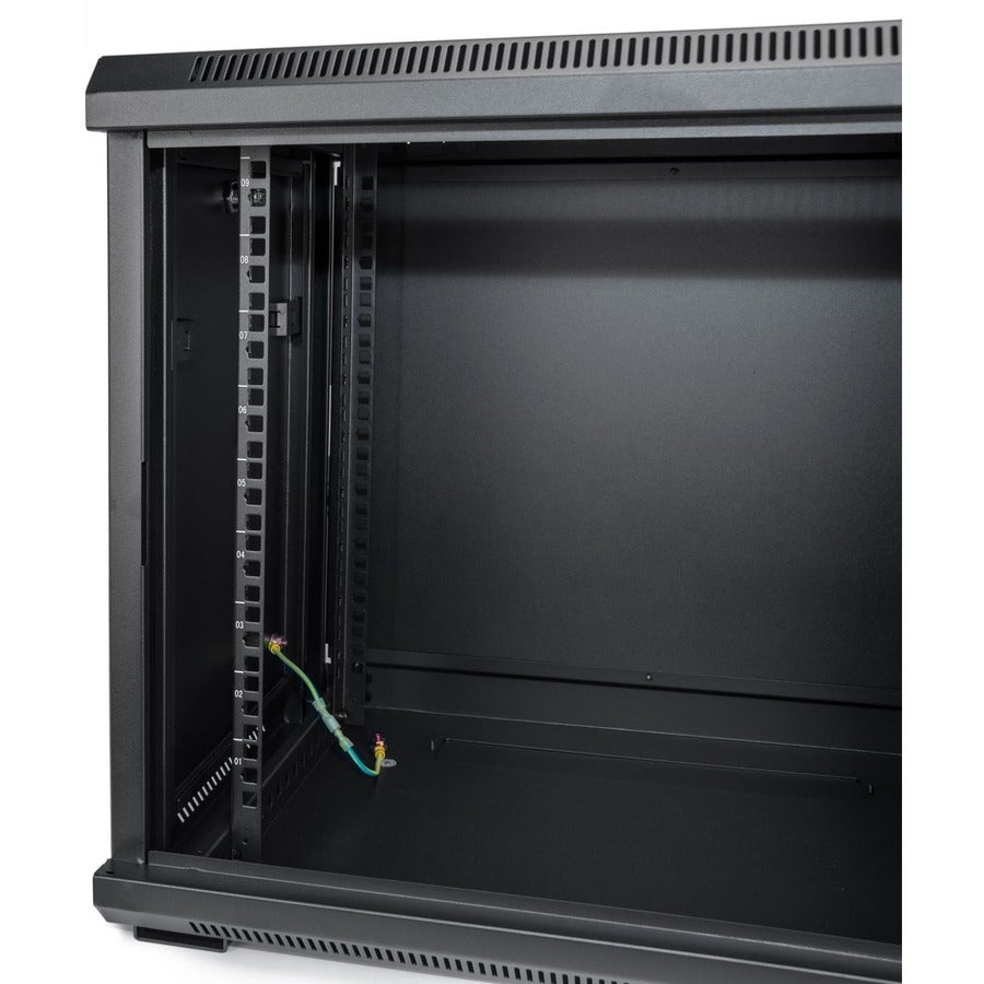 Solidrack 9U Rack Enclosure,Tempered Glass Window - Black