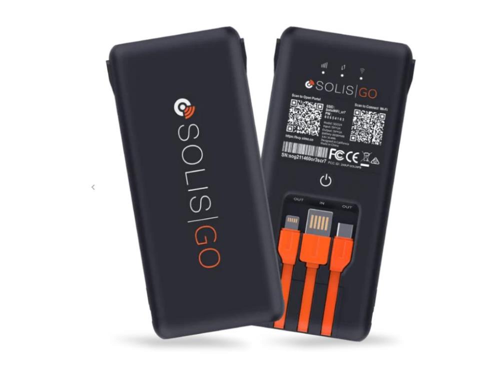 Solis Go 4G LTE Hotspot & Power Bank with Integrated Cables for Travelers