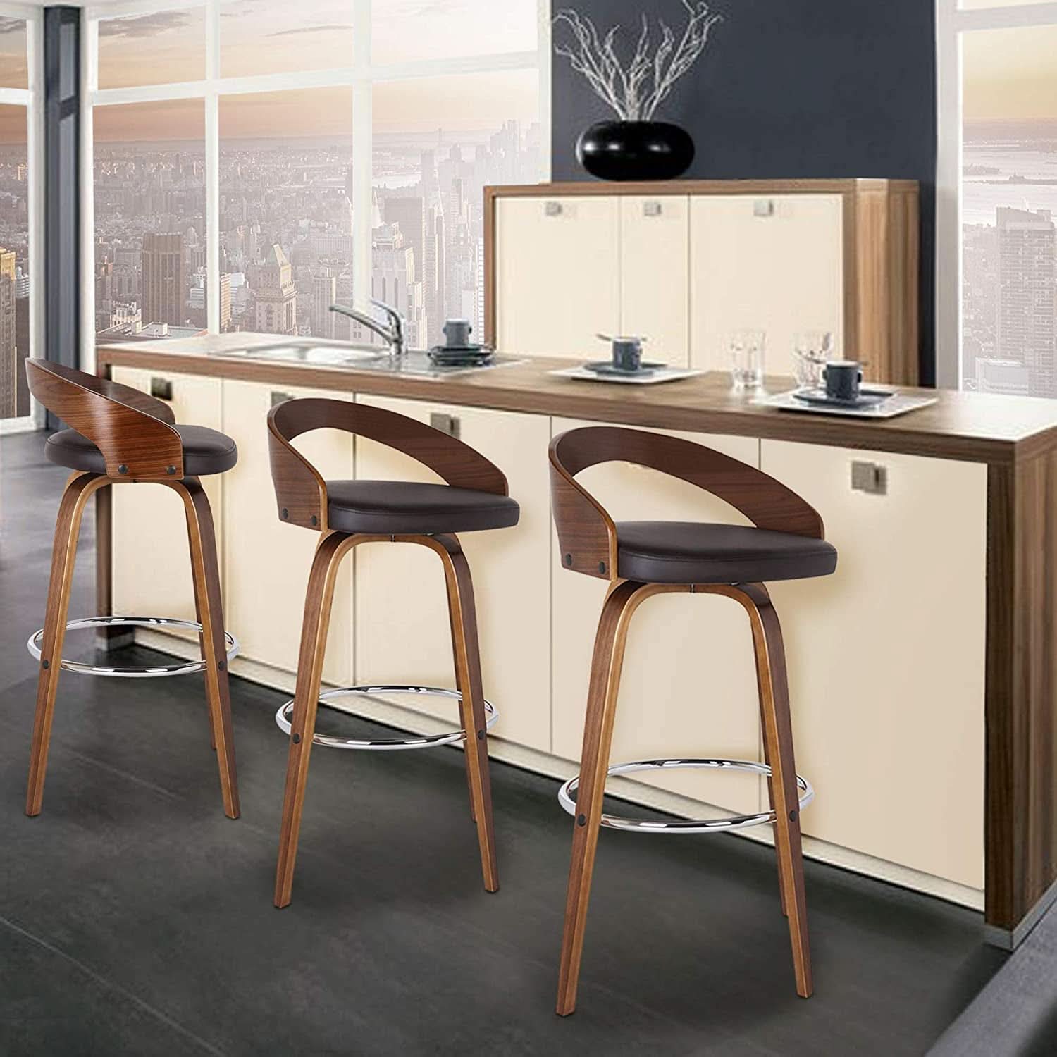 Sonia 26 Inch Counter Height Bar Stool Walnut Brown