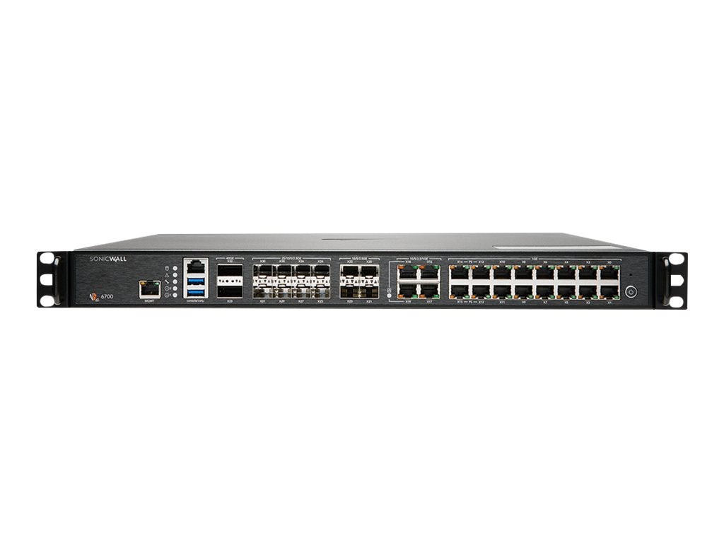 SonicWall NSa 6700 - Essential Edition - security appliance - with 3 years TotalSecure - 10GbE, 40GbE, 5GbE, 2.5GbE, 25GbE - 02-SSC-9600