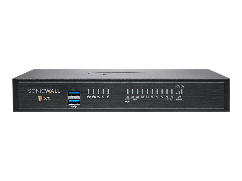 SonicWall TZ570W - Essential Edition - security appliance - 1GbE, 5GbE - Wi-Fi 5 - 2.4 GHz, 5 GHz - SonicWALL Secure Upgrade 02-SSC-5665