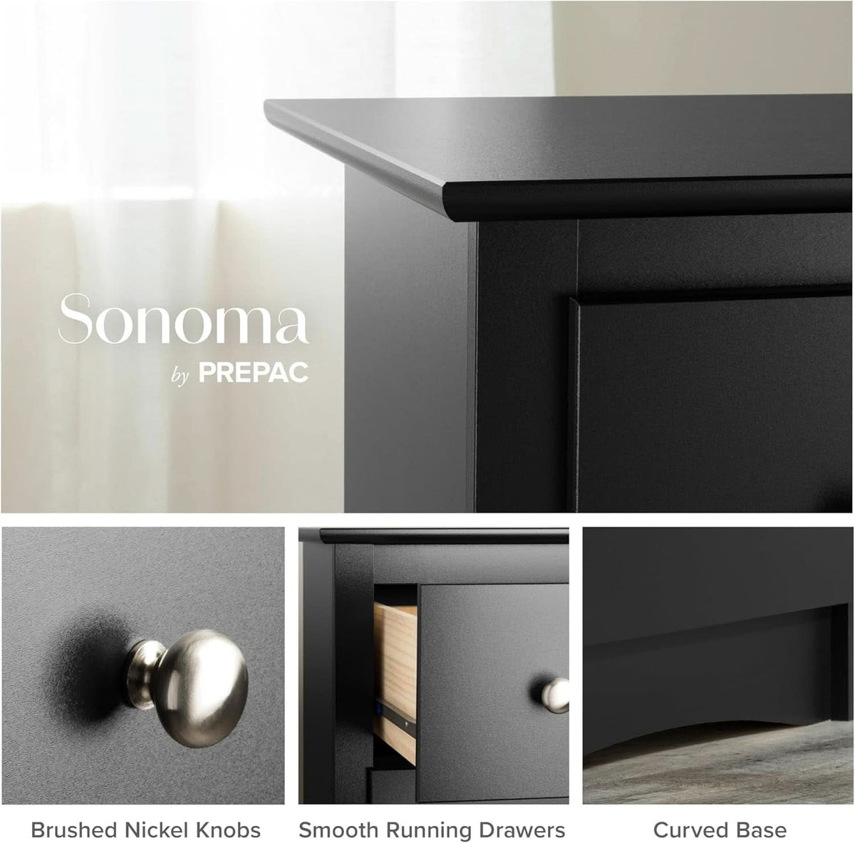Sonoma 6 Drawer Dresser Black For Bedroom Organization
