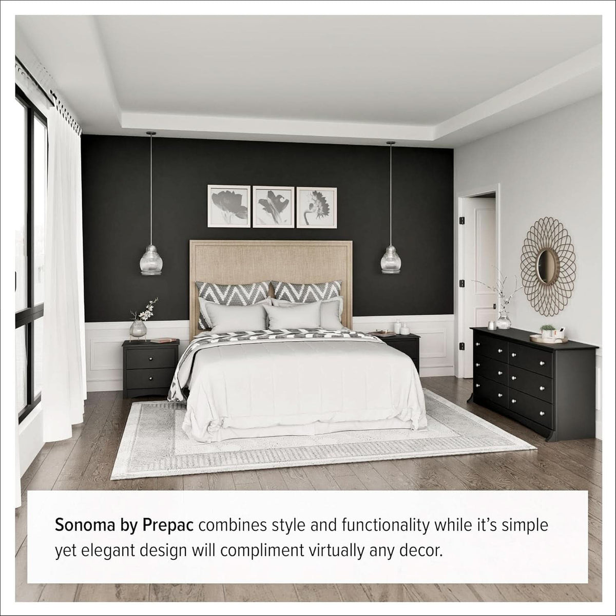 Sonoma 6 Drawer Dresser Black For Bedroom Organization