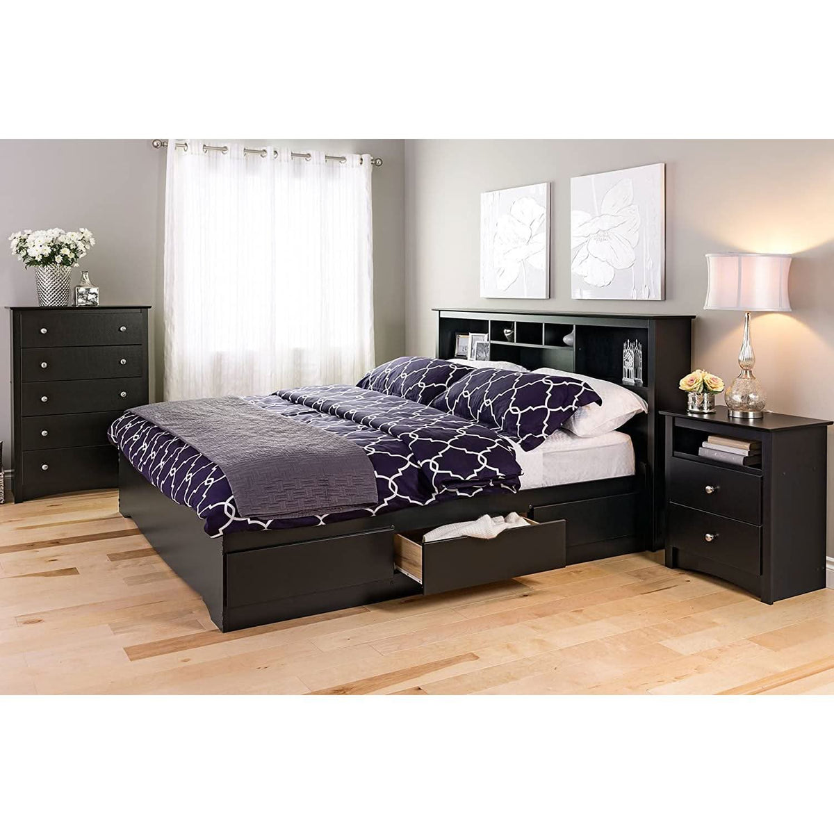 Sonoma Modern 5 Drawer Black Dresser Chest For Bedroom