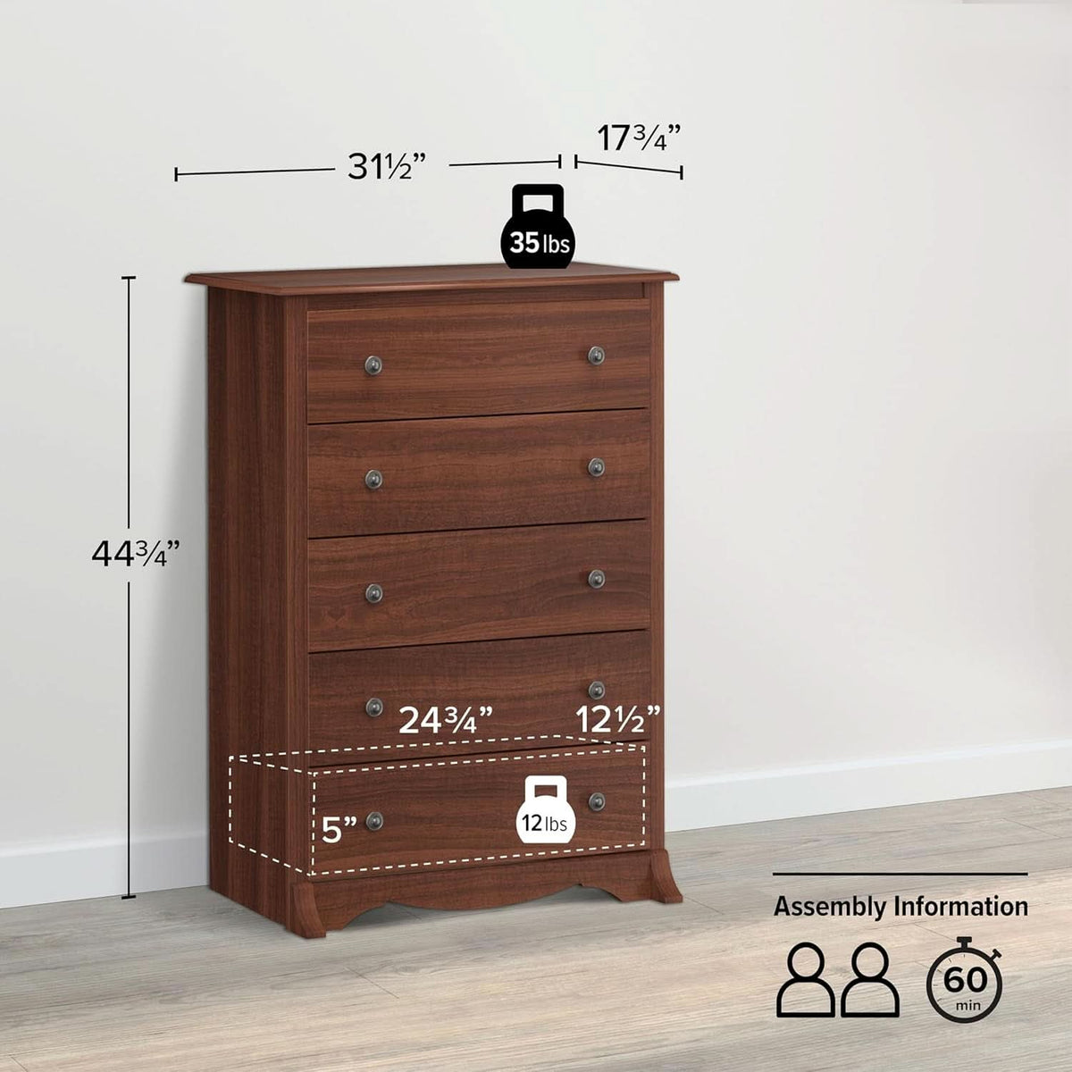 Sonoma Traditional 5 Drawer Tall Dresser Cherry For Bedroom