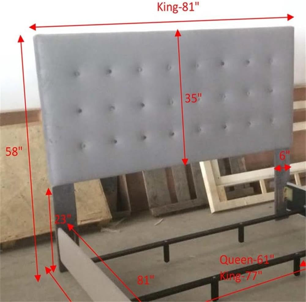 Sophisticated Upholstered King Headboard in Shale Microfiber