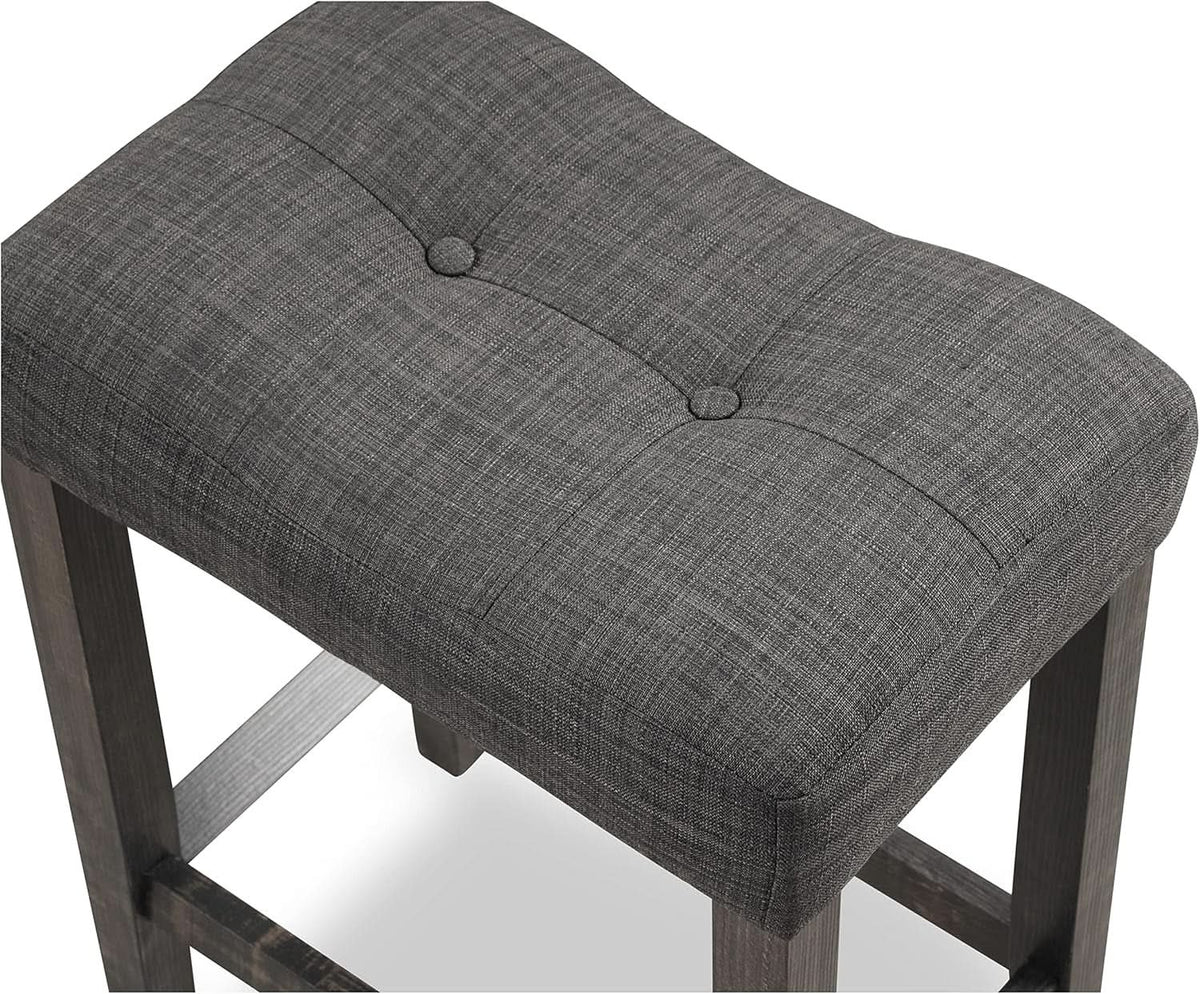 Sora Button Tufted Counter Height Saddle Stools Set of 2 Gray
