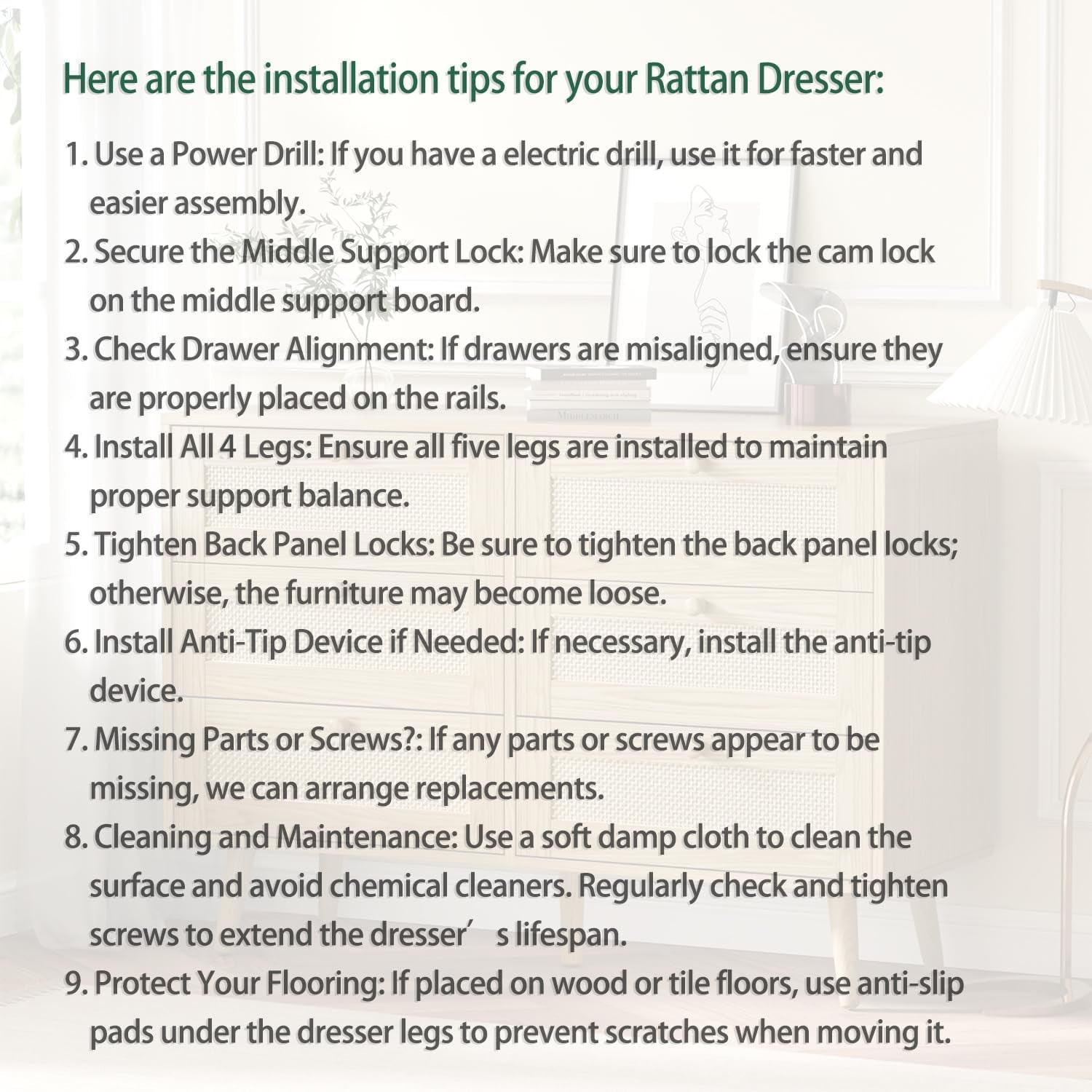 Space-Saving 3-Drawer Rattan Dresser For Bedroom Storage